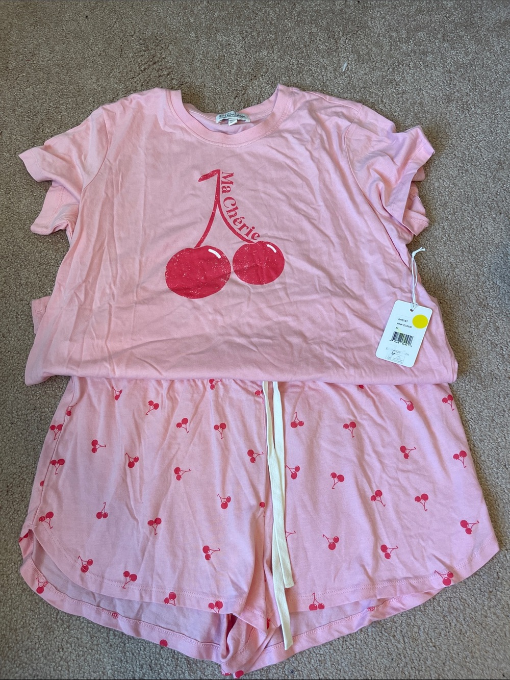 PJ Salvage Pink Cherry-Print Short Sleeve Pajama Set